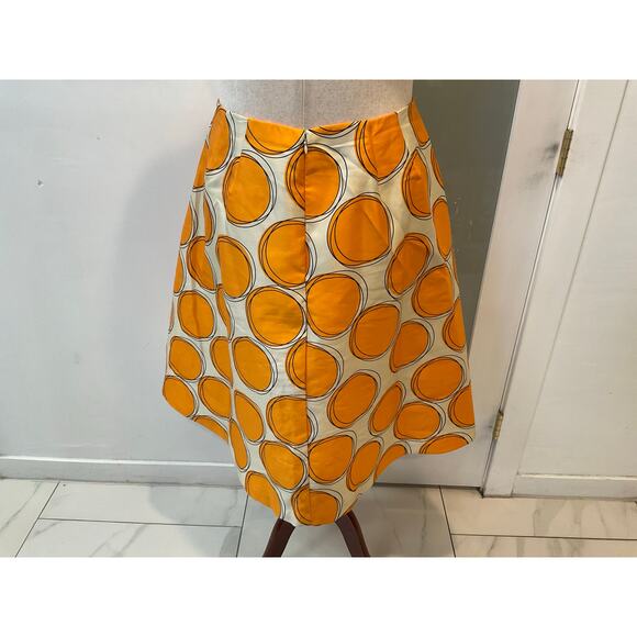 Lane Bryant The Modernist Abstract Orange Cream Box Pleat Circles skirt 20 - Picture 6 of 13